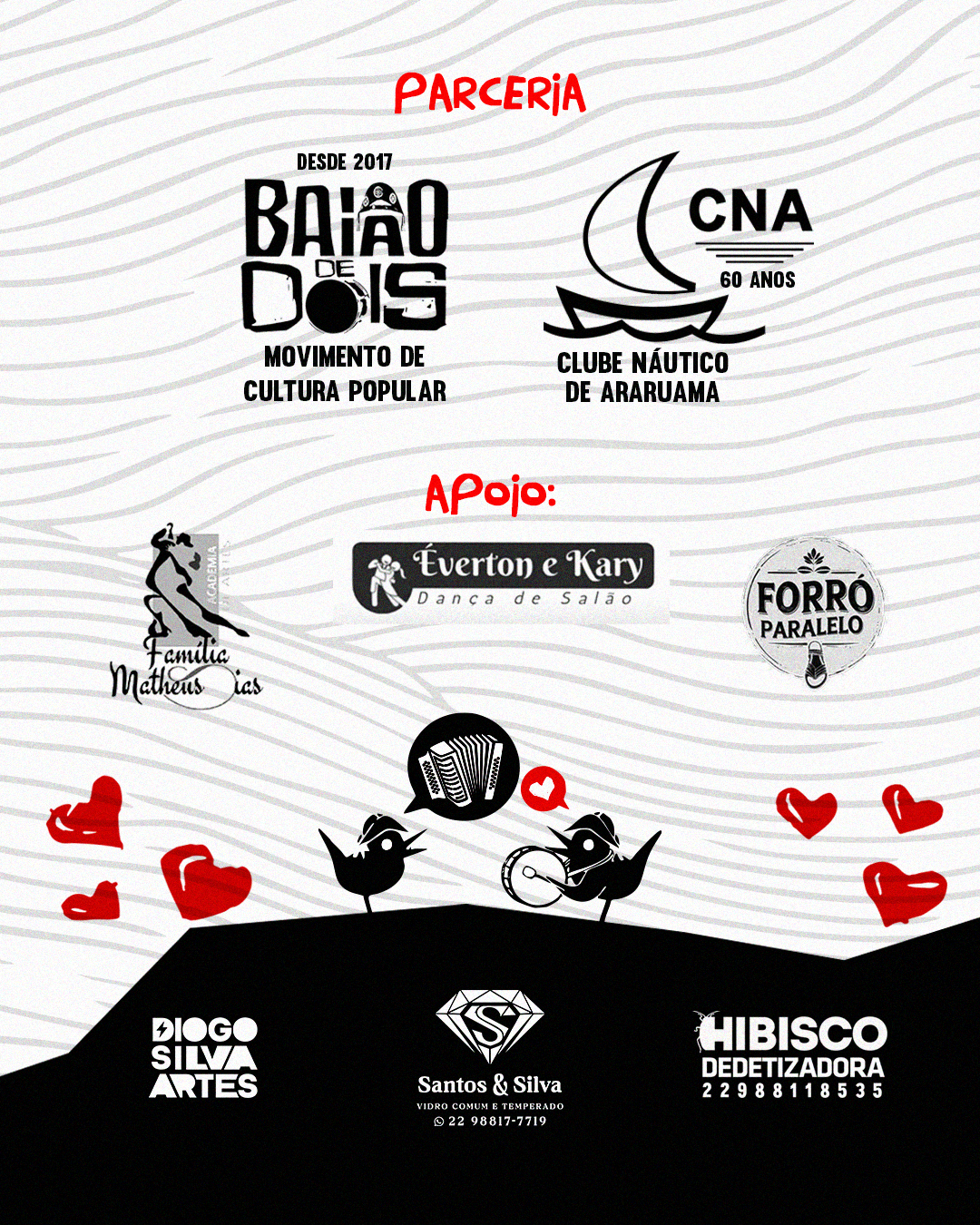 Arte de parcerias e apoio do evento