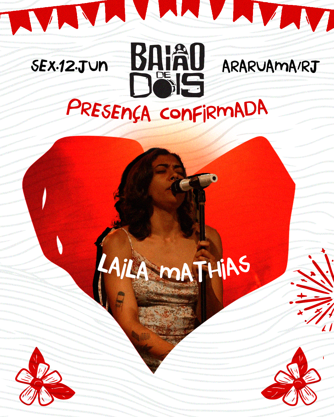 Arte de divulgação com Laila Mathias